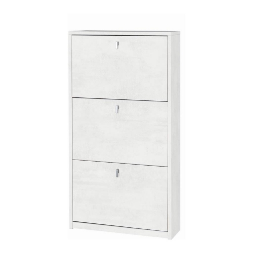 SCARPIERA SALVASPAZIO IN LEGNO CON 3 ANTE A RIBALTA 117X63X18 CM COLORE OSSIDO BIANCO