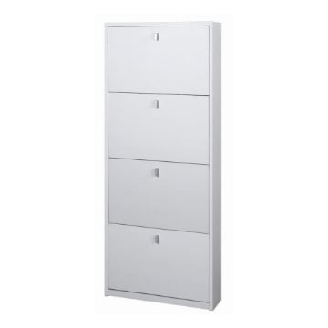 SCARPIERA SALVASPAZIO IN LEGNO CON 4 ANTE A RIBALTA 154X63X18 CM COLORE BIANCO