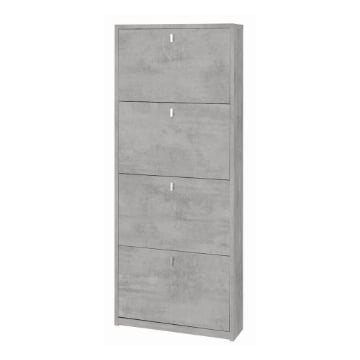 SCARPIERA SALVASPAZIO IN LEGNO CON 4 ANTE A RIBALTA 154X63X18 CM COLORE CEMENTO