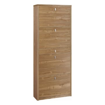 SCARPIERA SALVASPAZIO IN LEGNO CON 4 ANTE A RIBALTA E 1 CASSETTO CENTRALE 164X63X29 CM COLORE NOCE