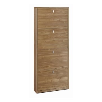 SCARPIERA SALVASPAZIO IN LEGNO CON 4 ANTE A RIBALTA 154X63X18 CM COLORE NOCE