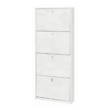 SCARPIERA SALVASPAZIO IN LEGNO CON 4 ANTE A RIBALTA 154X63X18 CM COLORE OSSIDO BIANCO