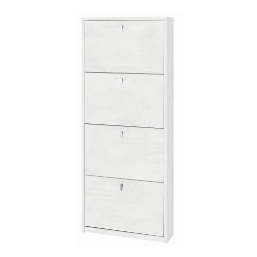 SCARPIERA SALVASPAZIO IN LEGNO CON 4 ANTE A RIBALTA 154X63X18 CM COLORE OSSIDO BIANCO