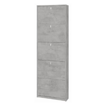 SCARPIERA SALVASPAZIO IN LEGNO CON 5 ANTE A RIBALTA 190X63X18 CM COLORE CEMENTO