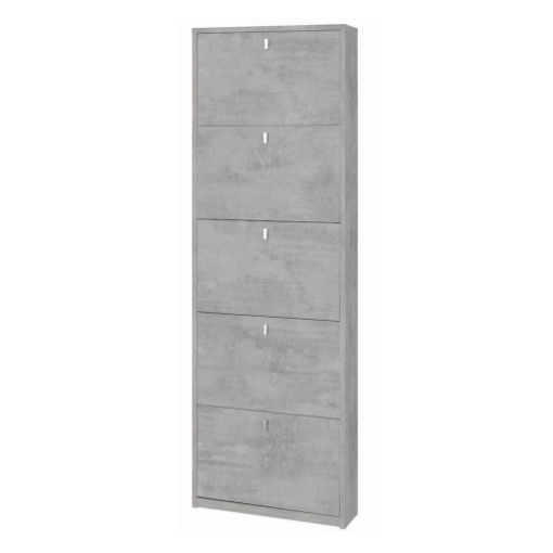 SCARPIERA SALVASPAZIO IN LEGNO CON 5 ANTE A RIBALTA 190X63X18 CM COLORE CEMENTO