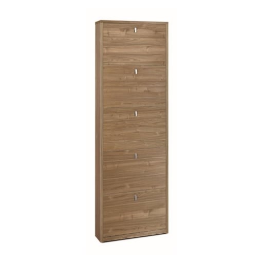 SCARPIERA SALVASPAZIO IN LEGNO CON 5 ANTE A RIBALTA 190X63X18 CM COLORE NOCE