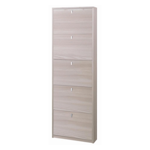 SCARPIERA SALVASPAZIO IN LEGNO CON 5 ANTE A RIBALTA 190X63X18 CM COLORE OLMO CHIARO