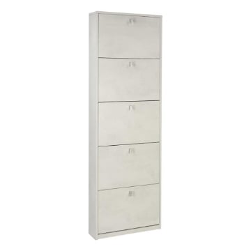 SCARPIERA SALVASPAZIO IN LEGNO CON 5 ANTE A RIBALTA 190X63X18 CM COLORE OSSIDO BIANCO