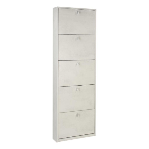 SCARPIERA SALVASPAZIO IN LEGNO CON 5 ANTE A RIBALTA 190X63X18 CM COLORE OSSIDO BIANCO