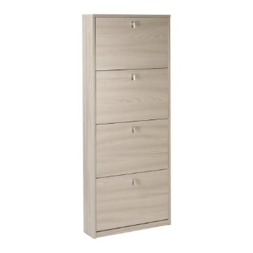 SCARPIERA SALVASPAZIO IN LEGNO CON 4 ANTE A RIBALTA 154X63X18 CM COLORE OLMO CHIARO