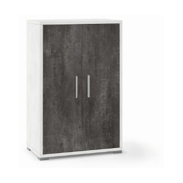 MOBILE DA ARREDO IN LEGNO CON 2 ANTE 110X71X41 CM COLORE OSSIDO BIANCO E OSSIDO NERO