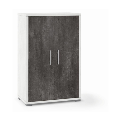 MOBILE DA ARREDO IN LEGNO CON 2 ANTE 110X71X41 CM COLORE OSSIDO BIANCO E OSSIDO NERO