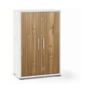 MOBILE DA ARREDO IN LEGNO CON 2 ANTE 110X71X41 CM COLORE OSSIDO BIANCO E NOCE