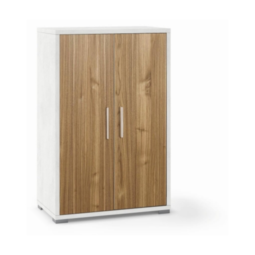 MOBILE DA ARREDO IN LEGNO CON 2 ANTE 110X71X41 CM COLORE OSSIDO BIANCO E NOCE