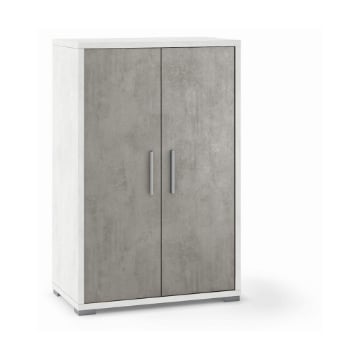 MOBILE DA ARREDO IN LEGNO CON 2 ANTE 110X71X41 CM COLORE OSSIDO BIANCO E CEMENTO