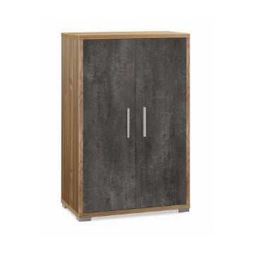 MOBILE DA ARREDO IN LEGNO CON 2 ANTE 110X71X41 CM COLORE NOCE E OSSIDO NERO