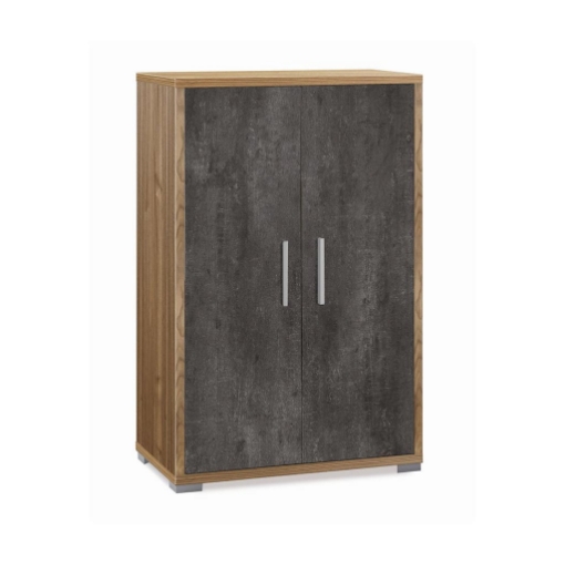 MOBILE DA ARREDO IN LEGNO CON 2 ANTE 110X71X41 CM COLORE NOCE E OSSIDO NERO