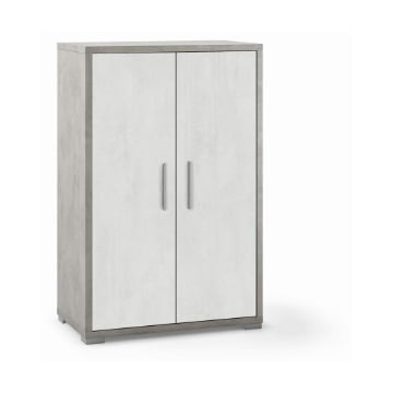 MOBILE DA ARREDO IN LEGNO CON 2 ANTE 110X71X41 CM COLORE CEMENTO E OSSIDO BIANCO