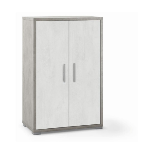 MOBILE DA ARREDO IN LEGNO CON 2 ANTE 110X71X41 CM COLORE CEMENTO E OSSIDO BIANCO