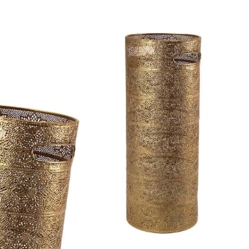 PORTA OMBRELLI CON BASE TONDA IN METALLO COLORE ORO D.20X55