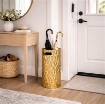 PORTA OMBRELLI CON BASE TONDA IN METALLO TRAFORATO  COLORE ORO D.20X55