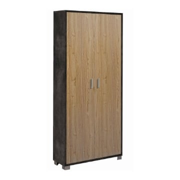 ARMADIO DA ARREDO CON PIEDINI IN LEGNO CON 2 ANTE 190X83X29 CM COLORE OSSIDO NERO E NOCE