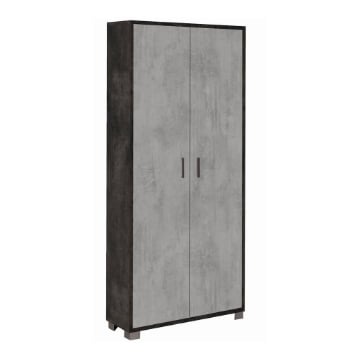 ARMADIO DA ARREDO CON PIEDINI IN LEGNO CON 2 ANTE 190X83X29 CM COLORE OSSIDO NERO E CEMENTO