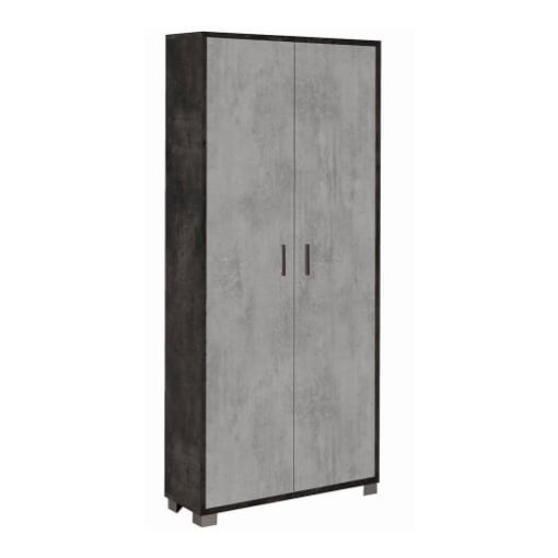 ARMADIO DA ARREDO CON PIEDINI IN LEGNO CON 2 ANTE 190X83X29 CM COLORE OSSIDO NERO E CEMENTO