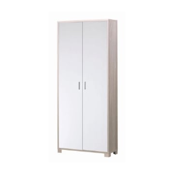 ARMADIO DA ARREDO CON PIEDINI IN LEGNO CON 2 ANTE 190X83X29 CM COLORE OLMO CHIARO E BIANCO