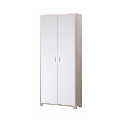 ARMADIO DA ARREDO CON PIEDINI IN LEGNO CON 2 ANTE 190X83X29 CM COLORE OLMO CHIARO E BIANCO