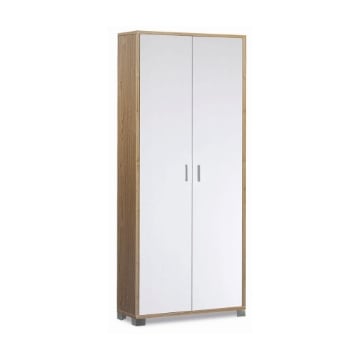 ARMADIO DA ARREDO CON PIEDINI IN LEGNO CON 2 ANTE 190X83X29 CM COLORE NOCE E BIANCO