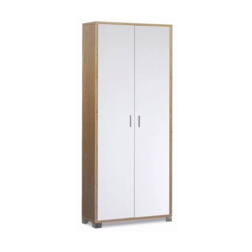ARMADIO DA ARREDO CON PIEDINI IN LEGNO CON 2 ANTE 190X83X29 CM COLORE NOCE E BIANCO