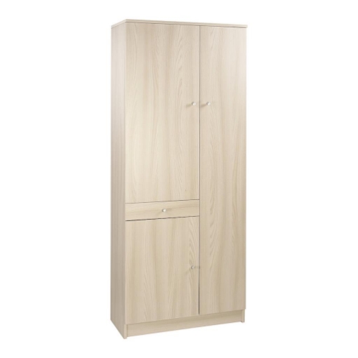 ARMADIO SALVASPAZIO IN LEGNO CON 3 ANTE E 1 CASSETTO 183X77X34CM COLORE OLMO CHIARO