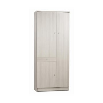 ARMADIO SALVASPAZIO IN LEGNO CON 3 ANTE E 1 CASSETTO 183X77X34CM COLORE EUCALIPTO