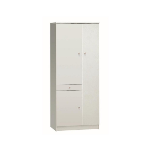ARMADIO SALVASPAZIO IN LEGNO CON 3 ANTE E 1 CASSETTO 183X77X34CM COLORE BIANCO