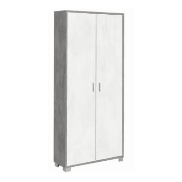 ARMADIO DA ARREDO CON PIEDINI IN LEGNO CON 2 ANTE 190X83X29 CM COLORE CEMENTO E OSSIDO BIANCO