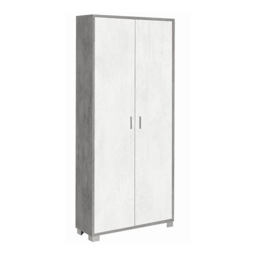 ARMADIO DA ARREDO CON PIEDINI IN LEGNO CON 2 ANTE 190X83X29 CM COLORE CEMENTO E OSSIDO BIANCO