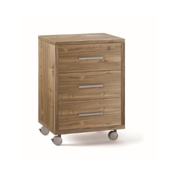 CASSETTIERA DA UFFICIO IN LEGNO CON 3 CASSETTI, 4 RUOTE E BLOCCO 71X51X41 CM COLORE NOCE