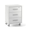 CASSETTIERA DA UFFICIO IN LEGNO CON 3 CASSETTI, 4 RUOTE E BLOCCO 71X51X41 CM COLORE OSSIDO BIANCO