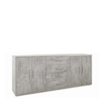 MOBILE DA ARREDO IN LEGNO CON 4 ANTE E 4 CASSETTI 84X203X41 CM COLORE CEMENTO