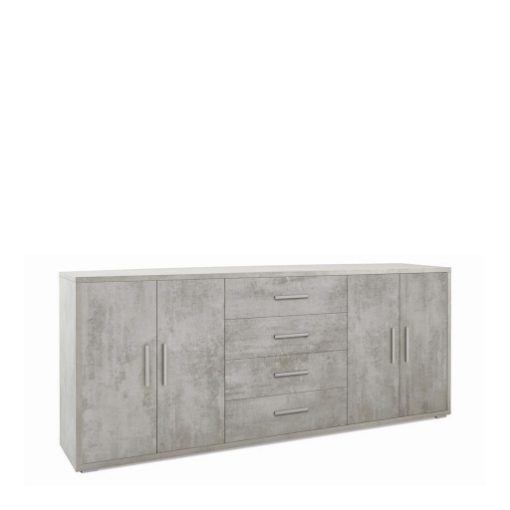 MOBILE DA ARREDO IN LEGNO CON 4 ANTE E 4 CASSETTI 84X203X41 CM COLORE CEMENTO
