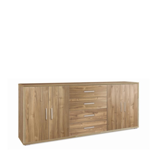 MOBILE DA ARREDO IN LEGNO CON 4 ANTE E 4 CASSETTI 84X203X41 CM COLORE NOCE