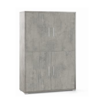 MOBILE DA ARREDO IN LEGNO CON 4 ANTE 161X108X41 CM COLORE CEMENTO