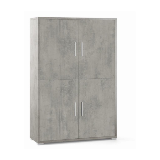MOBILE DA ARREDO IN LEGNO CON 4 ANTE 161X108X41 CM COLORE CEMENTO