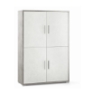 MOBILE DA ARREDO IN LEGNO CON 4 ANTE 161X108X41 CM COLORE CEMENTO E OSSIDO BIANCO