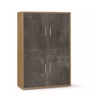MOBILE DA ARREDO IN LEGNO CON 4 ANTE 161X108X41 CM COLORE NOCE E OSSIDO NERO