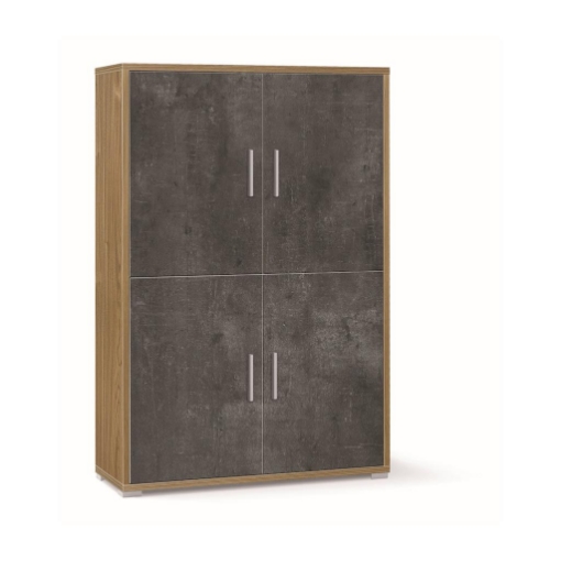 MOBILE DA ARREDO IN LEGNO CON 4 ANTE 161X108X41 CM COLORE NOCE E OSSIDO NERO