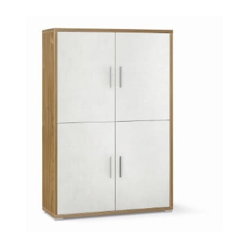 MOBILE DA ARREDO IN LEGNO CON 4 ANTE 161X108X41 CM COLORE NOCE E OSSIDO BIANCO