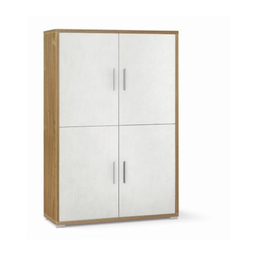 MOBILE DA ARREDO IN LEGNO CON 4 ANTE 161X108X41 CM COLORE NOCE E OSSIDO BIANCO