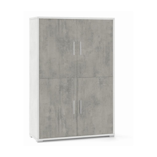 MOBILE DA ARREDO IN LEGNO CON 4 ANTE 161X108X41 CM COLORE OSSIDO BIANCO E CEMENTO